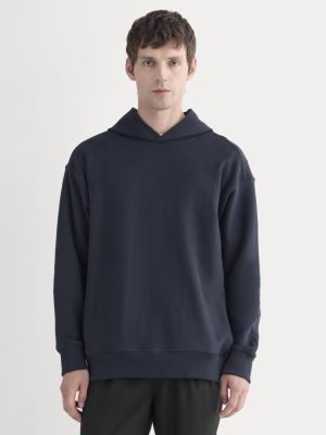 Twill Terry Jacquard Hoodie | Navy
