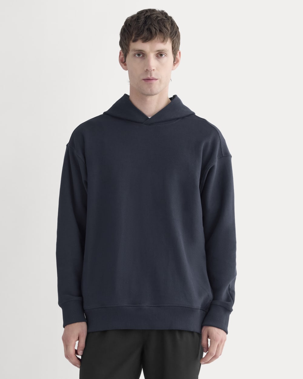 Twill Terry Jacquard Hoodie | Navy