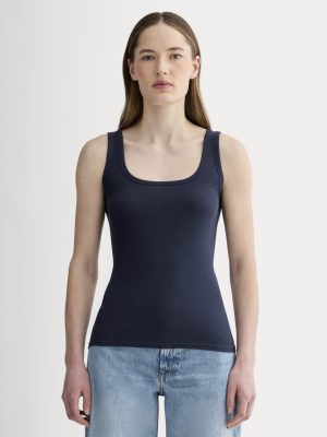 The Luxe Rib Square-Neck Tank | Navy