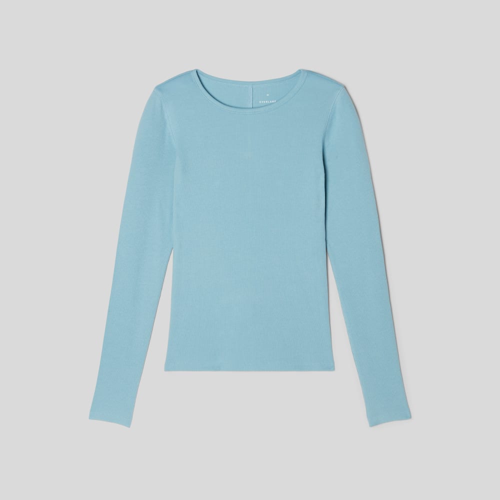 The Luxe Rib Long-Sleeve Crew | Blue Shadow - Image 2