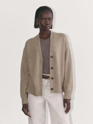 The Cocoon Cardigan in Plush Cotton | Heather Taupe