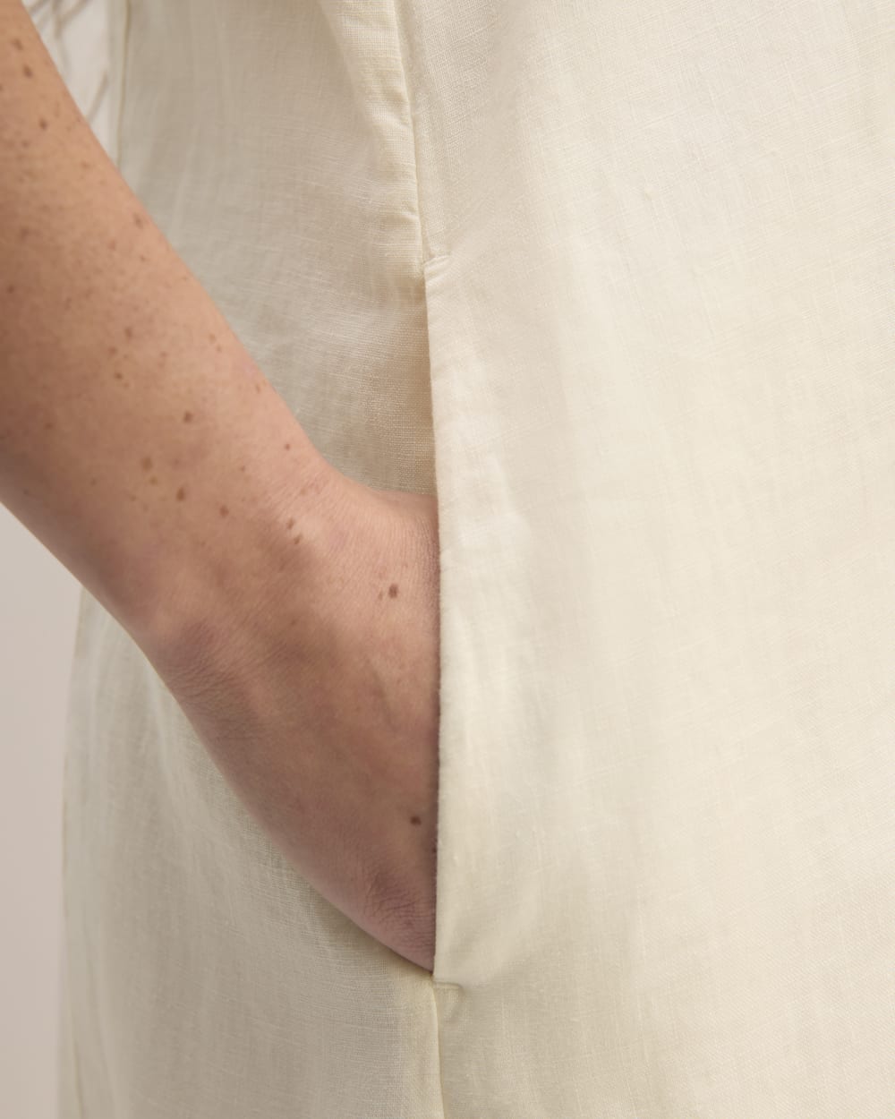 The Linen V-Neck Midi Dress | Bone - Image 5