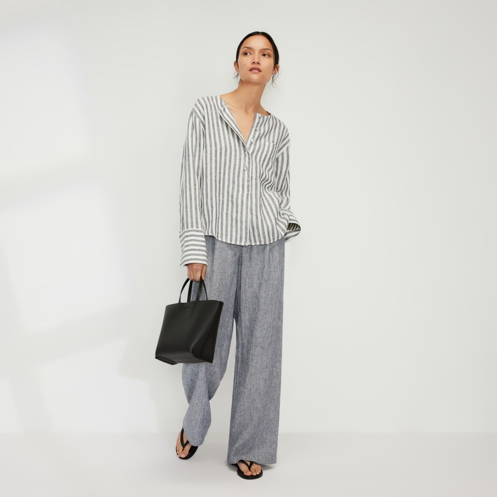 The Linen Popover Shirt | Bone / Navy - Image 6