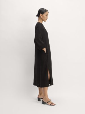 The Linen A-Line Midi Dress | Black