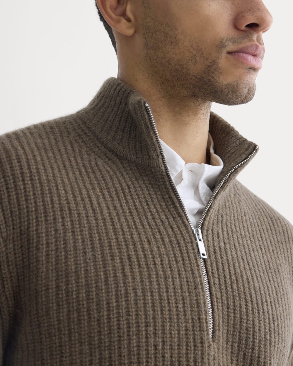 The Felted Merino Half-Zip Sweater | Heather Chocolate Martini - Image 4