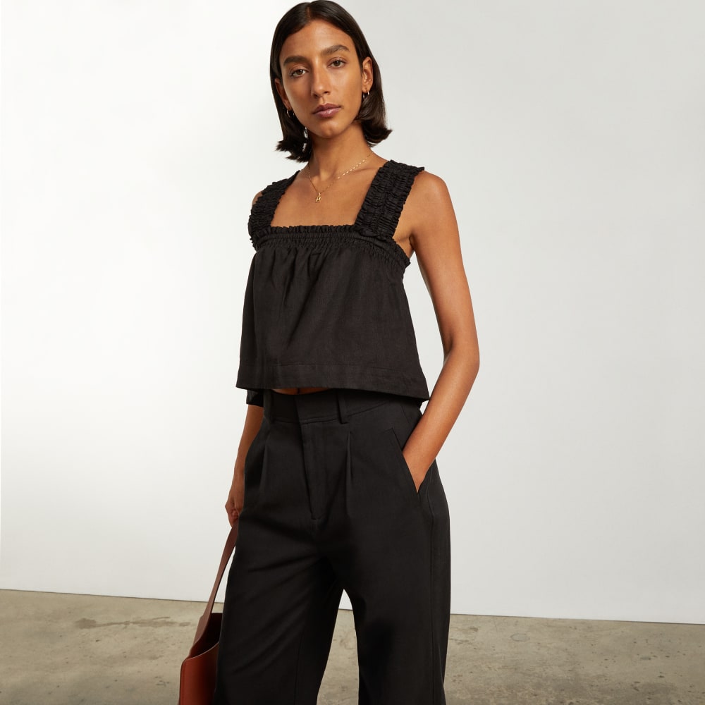 The Smocked Linen Cami | Black - Image 7