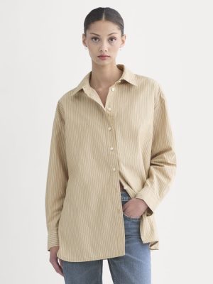 The Boyfriend Shirt in Ultrasoft Cotton | Tiger's Eye / Optic White
