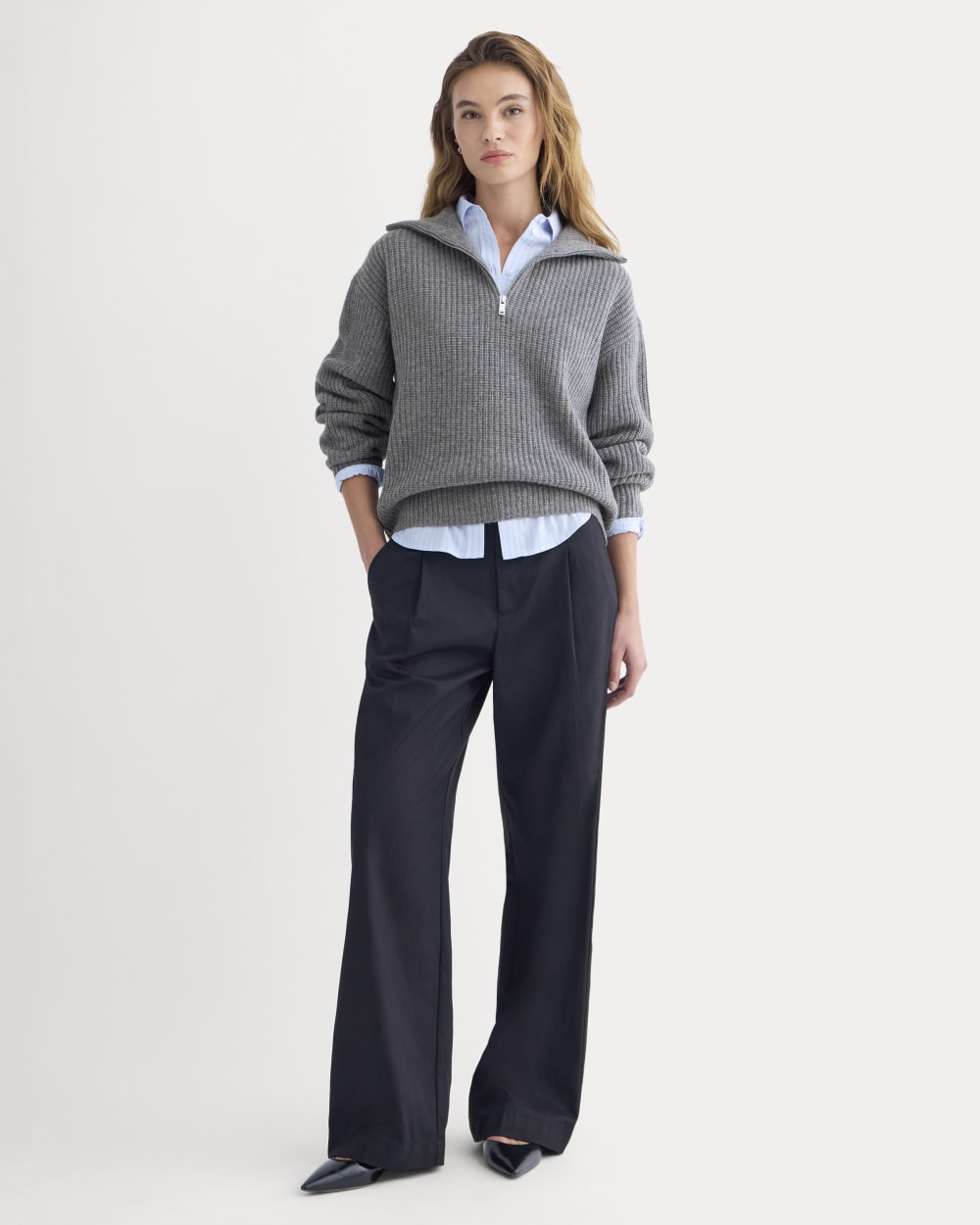 The Half-Zip Sweater in Luxe Merino | Heathered Mid-Grey - Image 3