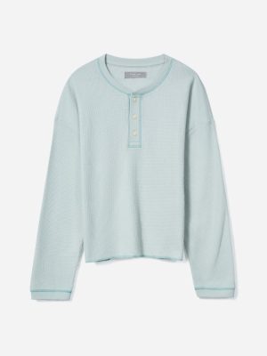 The Organic Cotton Waffle Henley | Ice Blue