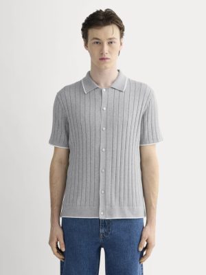 The No-Sweat Button-Down Polo | Heather Grey