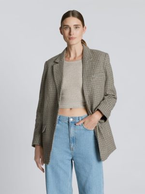 The Oversized Blazer in Wool | Pewter Houndstooth