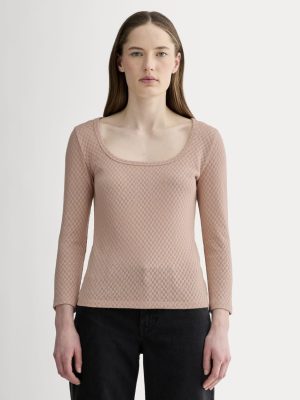 The Pointelle Scoop-Neck Top | Rose Smoke