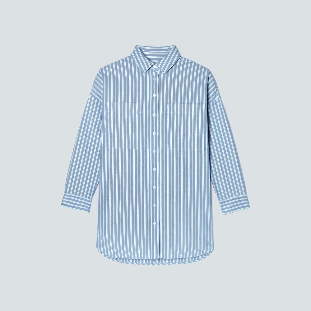 The Way Long Oxford Shirt | Lapis Blue / Bright Jade / Optic White - Image 2