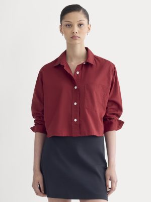 The Way-Short Shirt in Silky Cotton | Merlot