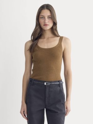 The Light Ribbed Cami in Ultrasoft Merino | Heathered Toffee
