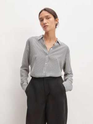 The Must-Have Shirt in Washable Silk | Black / White
