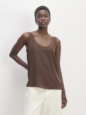 The Scoop Tank in Washable Silk | Cocoa