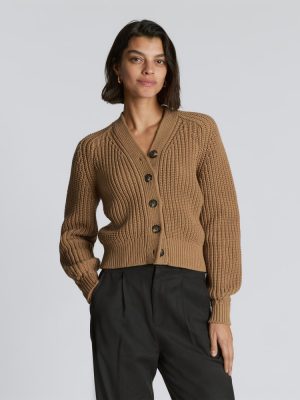 The Texture Cotton Cardigan | Cappuccino