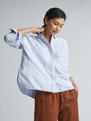 The Boxy Oxford | Periwinkle / White