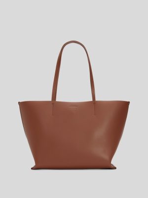 The Luxe Medium Italian Leather Tote | Cognac