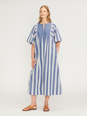 The Poplin Caftan Dress | Mazarine Blue / Bone