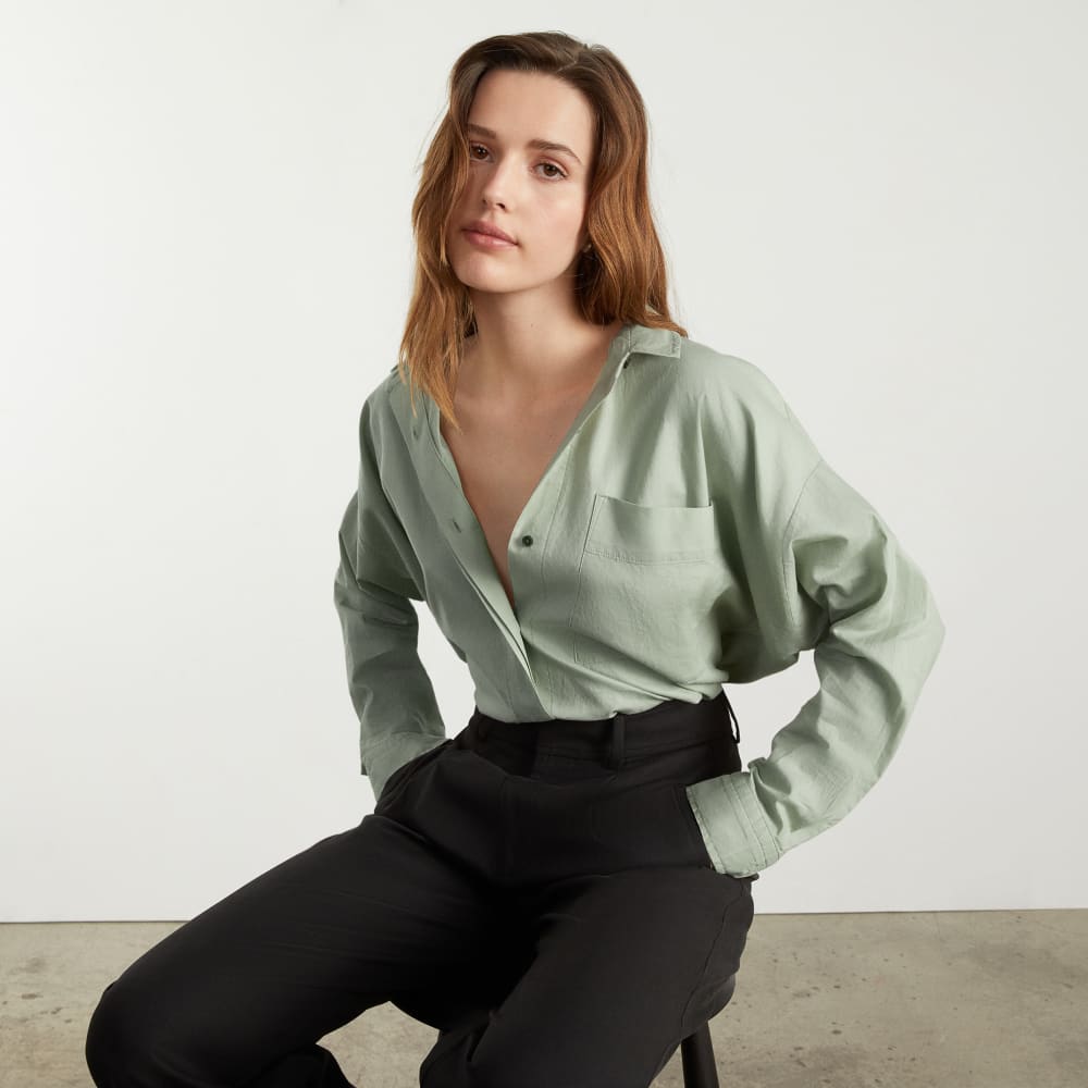 The Oversized Silky Cotton Shirt | Laurel - Image 6