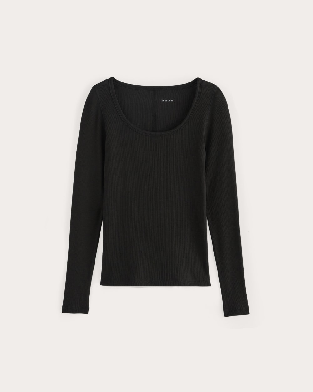 The Luxe Rib Long-Sleeve Scoop-Neck Tee | Black - Image 2