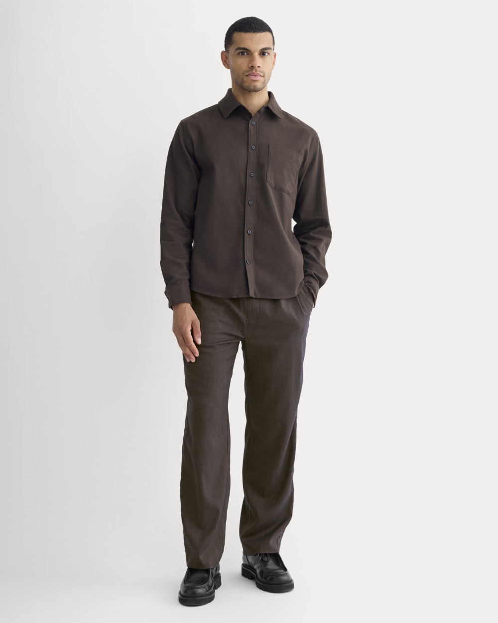 Brushed Flannel Shirt | Dark Chocolate - Image 3