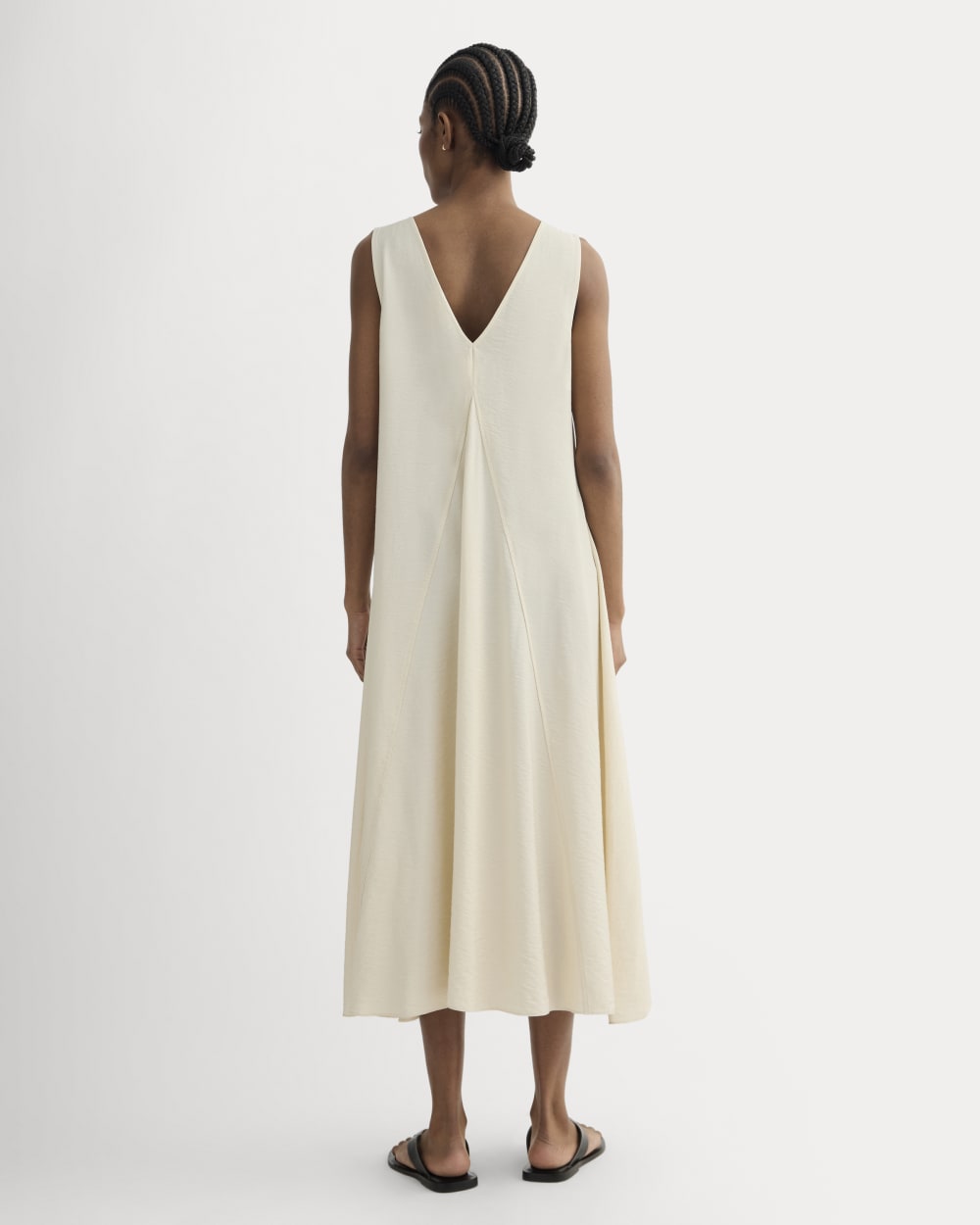 The V-Neck Dress in SoftLuxe | Sandshell - Image 3