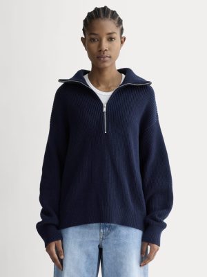 The Half-Zip in Everyday Cotton | Navy