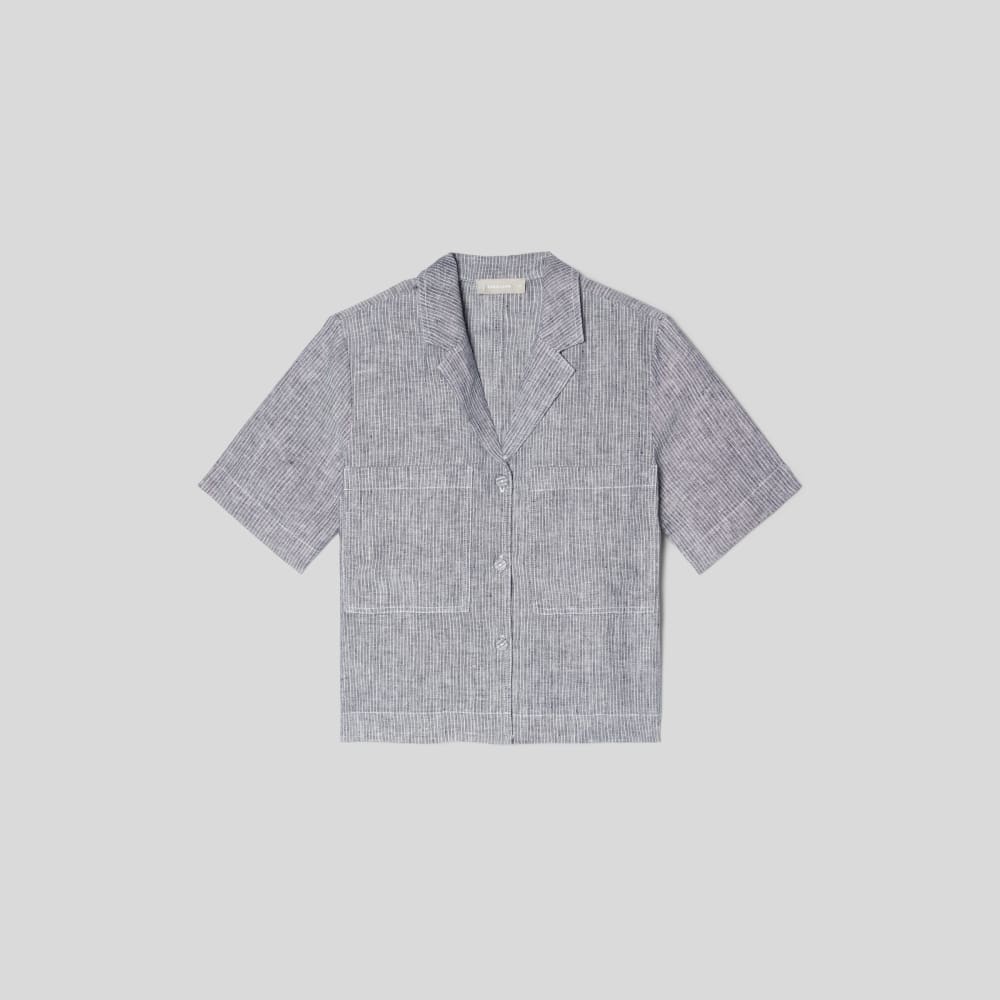 The Linen Workwear Shirt | Canvas Tan / Navy - Image 2