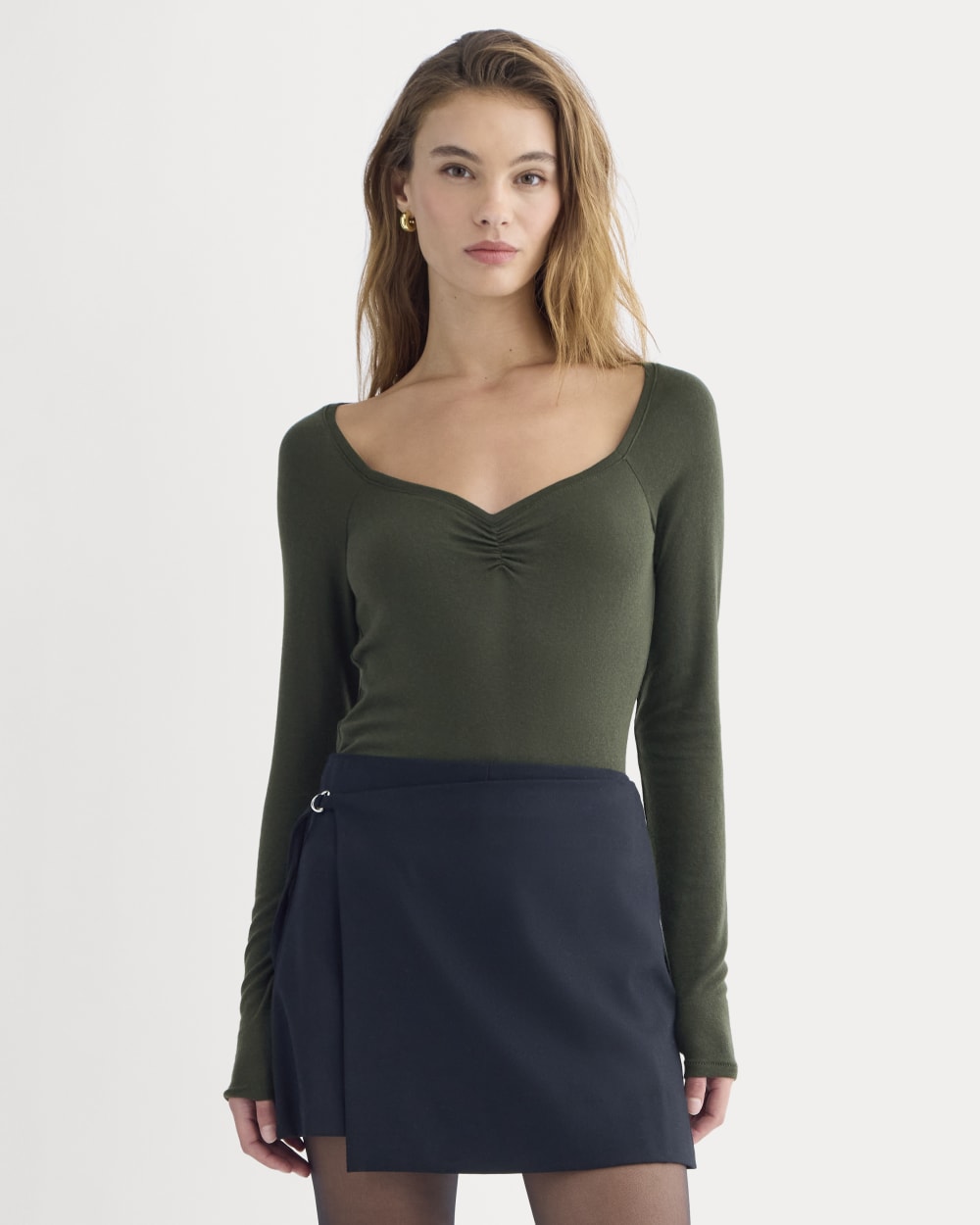 Sweatheart-Neck Top in Butterluxe | Dark Green
