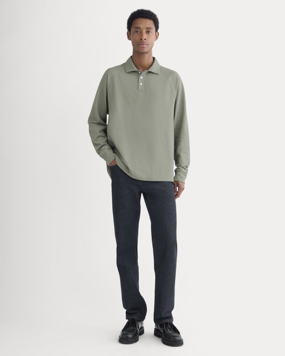 Startup Raglan Polo | Chambray Deep Lichen Green - Image 3