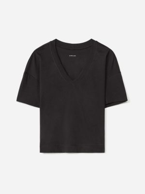 The Organic Cotton Slouchy V-Neck | Black