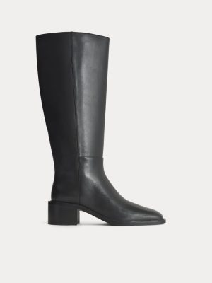 Leather Knee-High City Boot | Black