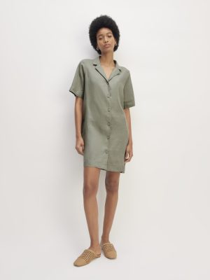 The Shirtdress in Linen | Sage Green