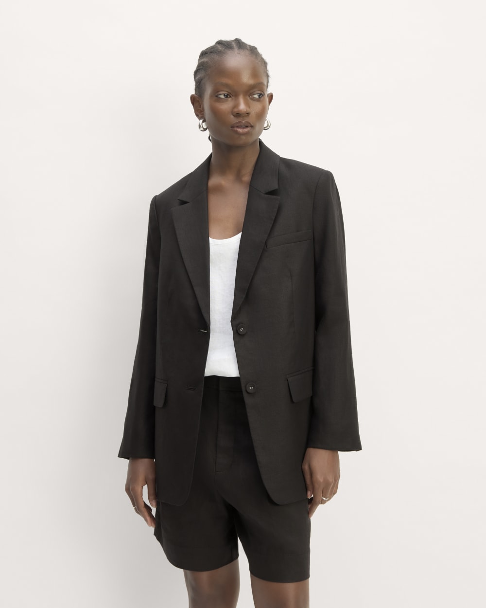 The Oversized Blazer in Linen | Black