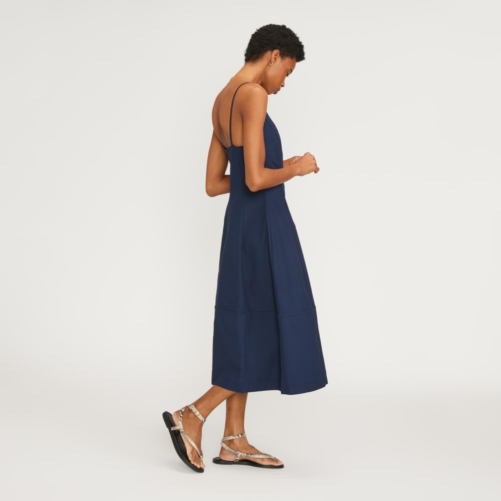 The Structured Cotton Bell Dress | Navy - Image 4