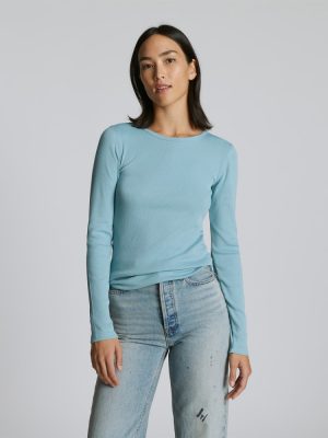 The Luxe Rib Long-Sleeve Crew | Blue Shadow