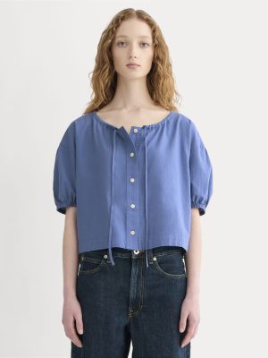 The Gauze Button-Up | Soft Cobalt