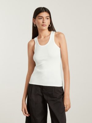 The Pima Micro-Rib U-neck Tank | White