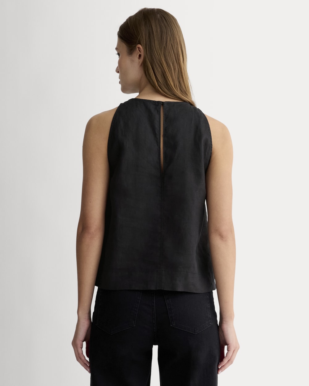 The Linen High-Neck Tank | Black - Image 5