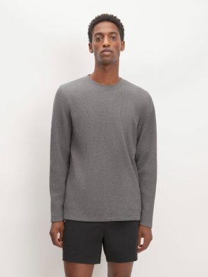 The Waffle Long-Sleeve Crew | Heathered Charcoal