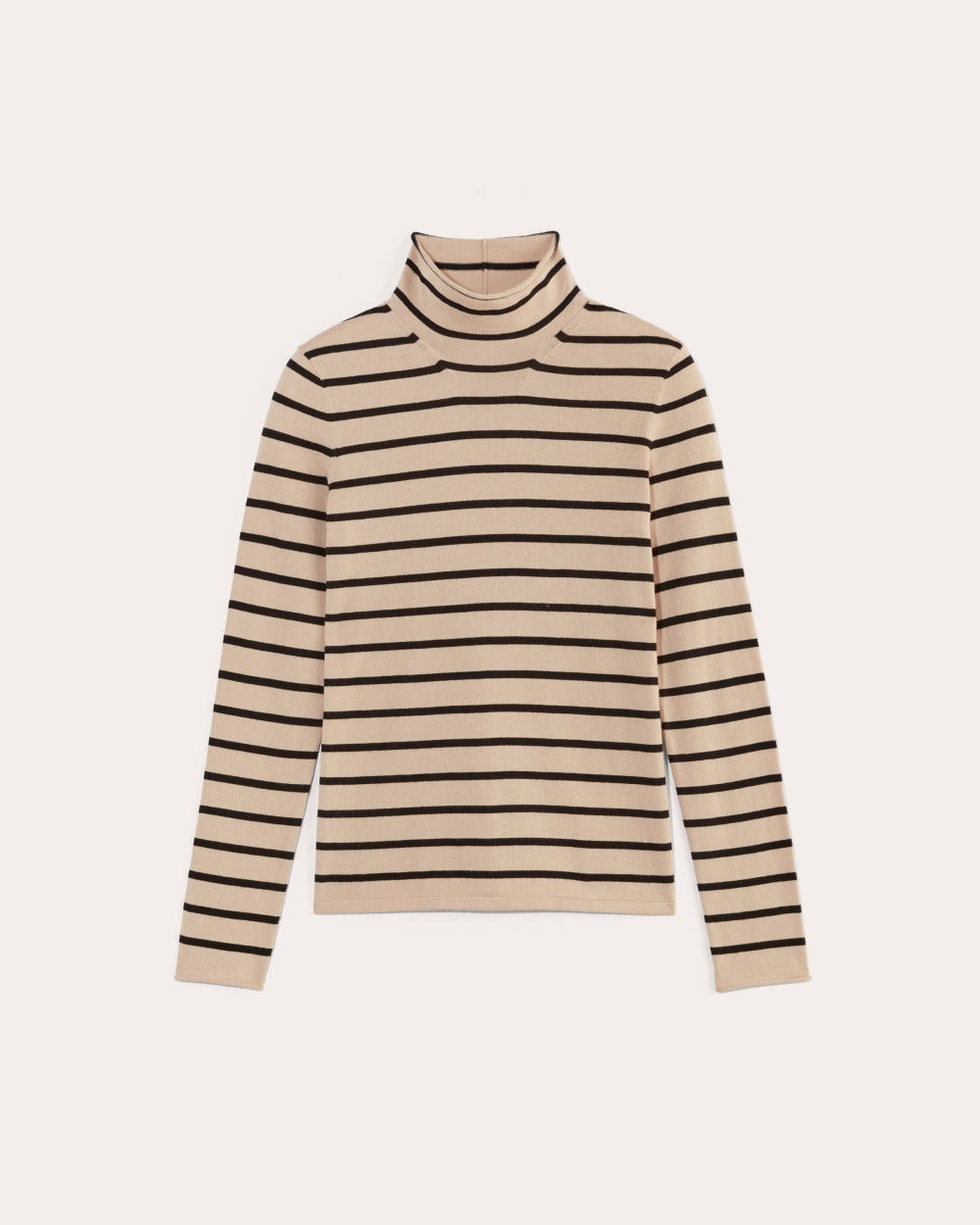 The Funnel Neck in Cotton Cashmere | Powder / Black - Image 2