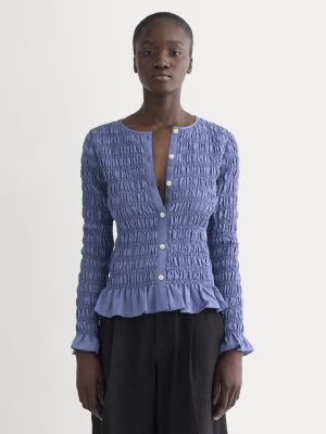 The Smocked Cardigan | Blue Dusk