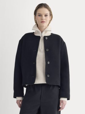 The Cocoon Coat in Wool | Black