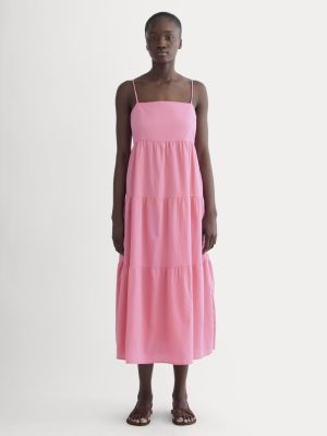 The Gauze Tiered Dress | Deep Pink