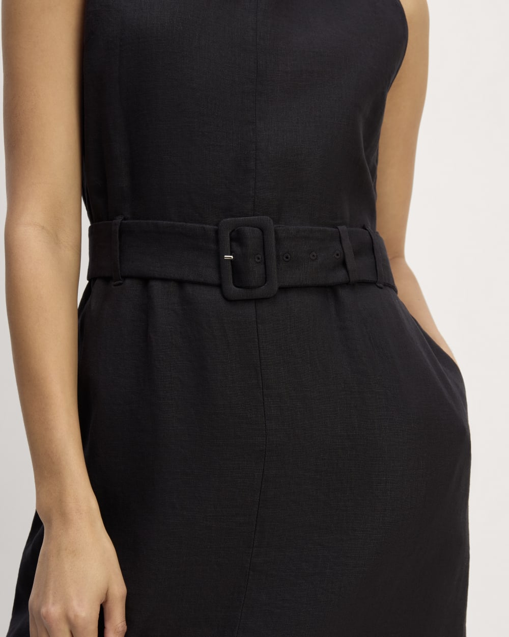 The Linen Belted Midi Dress | Black - Image 5