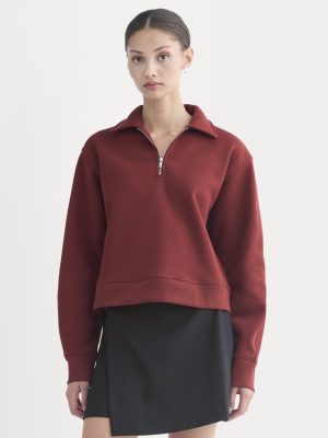 Luxe Fleece Zip Polo | Merlot