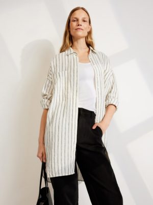 The Way-Long Linen Shirt | Black / Canvas Tan